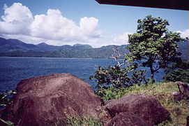 Volcanic rocks on the lake