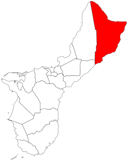 Location of Yigo within the Territory of Guam.