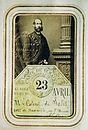 M. le Colonel de Salis' CARTE DE SEMAINE, A PARIS valable jusqu'au AVRIL 23. No doubt he was there to visit his brother, William's stand for the Australian State of Victoria.