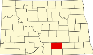 Map of North Dakota highlighting Logan County