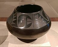 San Ildefonso Pueblo Black-on-Black Pottery Bowl by Maria Martinez