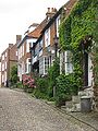 Mermaid Street in Rye showing typically steep slope and cobbled surface