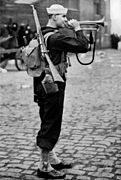 A naval militia bugler in 1917, deploying during World War I.
