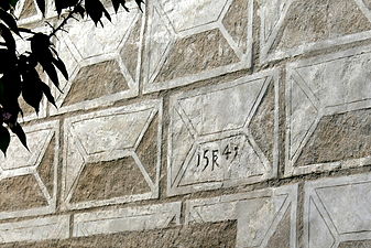 Sgraffito facade in Slavonice with the date 1545