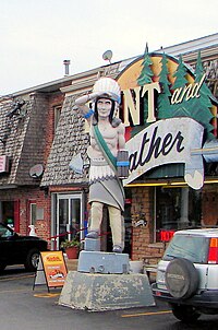 Novelty statue at the Mohawk Plaza on Highway 49