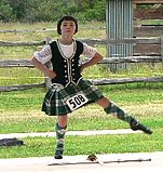 A young Highland dancer demonstrates a Scottish sword dance at the 2005 Bellingham (Washington) Highland Games