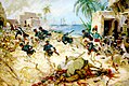 U.S. Marines leading Arab mercenaries to victory under U.S. Navy Lieutenant William Eaton and U.S. Marine Corps First Lieutenant Presley O'Bannon during the Battle of Derna