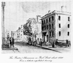 Boston Athenaeum building, Pearl Street, Boston, home to the BSNH in the early 1830s