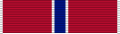 A horizontal red bar ribbon charged with vertical white bars on the left and right ends and with a blue bar bordered with white in the center