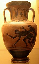 Anal sex between two males. Etruscan amphora. 5th century BCE