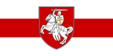 White-red-white flag of Belarus defaced with the historical Pahonia coat of arms