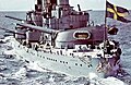 Image 5Coastal defence ship of the Swedish Navy HM Pansarskepp Gustaf V (Agfacolor photo until 1957) (from History of Sweden)