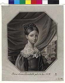 Helene in her earlier years. Pastel by Friedrich Christoph Georg Lenthe, heightening in opaque colours; made in 1828 according to his own design, mounted on gray backing paper