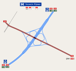 Übersichtskarte Autobahnknoten Szczecin-Kijewo