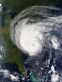 Satellite image of Hurricane Isabel in North Carolina on September 18, as a Category 2 hurricane