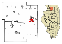 Location of Rochelle in Ogle County, Illinois.
