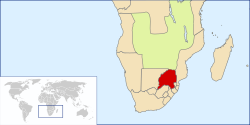 Location of Transvaal, circa 1890