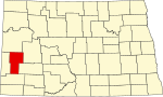 State map highlighting Billings County