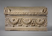 Sarcophagus with festoons; 200–225; marble; 134.6 x 223.5 cm; Metropolitan Museum of Art