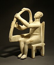 Marble seated harp player, 2800-2700 BC