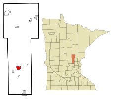 Location in Mille Lacs County and the state of Minnesota