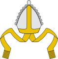 Mitre, used by bishops in place of a helmet