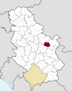 Location of the municipality of Žagubica within Serbia