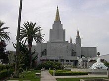 The gardens, fountains, and Oakland California Temple at Temple Hill.