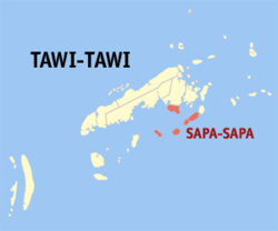 Map of Tawi-Tawi with Sapa-Sapa highlighted