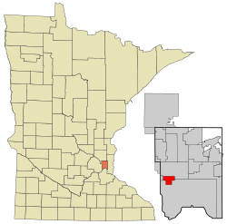 Location of the city of Falcon Heights within Ramsey County, Minnesota