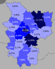 Russians in the region   >10%   8–10%   5–8%   <5%