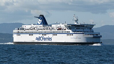 MV Spirit of Vancouver Island en route to Tsawwassen from Swartz Bay. Route 1 is BC Ferries busiest route.