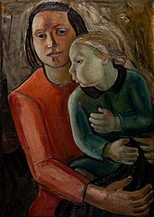 Young Girl with a Child. Oil on canvas.1933. (" Elisa M. Boglino A journey of art between Copenhagen, Palermo and Rome" p. 54)
