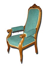 The Voltaire armchair, a popular form introduced during the Restoration