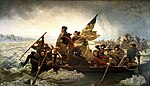 Washington Crossing the Delaware on the night of December 25–26, 1776, painted by Emanuel Leutze in Düsseldorf in 1850.