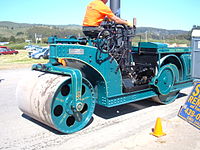 Other side of same roller showing offset driving position: driver faces boiler controls (i.e. 'backwards') and steers with right hand