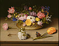 Image 3 Ambrosius Bosschaert Painting credit: Ambrosius Bosschaert Ambrosius Bosschaert (1573–1621) was a Flemish-born Dutch still-life painter and art dealer. A rising interest in botany and a passion for flowers led to an increase in still-life paintings of flowers at the end of the 1500s in the Netherlands and Germany, and Bosschaert was the first great Dutch specialist in the genre. In this oil-on-copper painting, butterflies, a dragonfly, a bumblebee and a caterpillar are nestled among roses, forget-me-nots, lilies-of-the-valley, tulips and other flowers. The painting is in the collection of the J. Paul Getty Museum in Los Angeles, California. More selected pictures