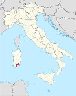 Location of the Metropolitan City of Cagliari