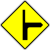 Road junction on the right (different road classes)