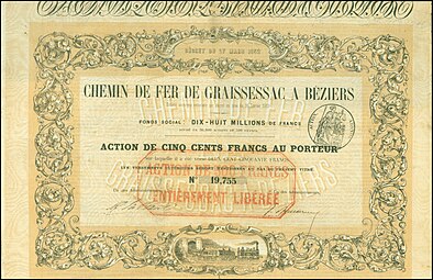 Neoclassical rinceaux on a stock certificate, unknown illustrator, 1852, ink on paper, unknown location