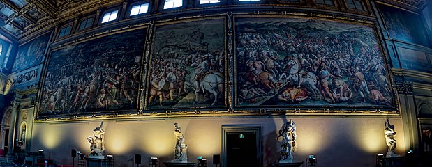 View on the East Wall - Battle Fresco 1575 by Vasari & Assistants. Site of the ruined Battle of Anghiari.