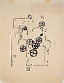 Réveil Matin (Alarm Clock), 1919, ink on paper, 31.8 x 23 cm, Tate, London