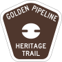 Tourist drive route marker for the Golden Pipeline Heritage Trail