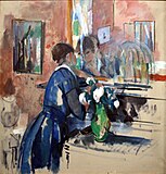 Rik Wouters (1914): Lady in blue before the mirror, Private collection.