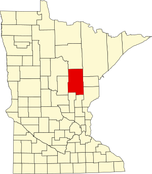Map of Minnesota highlighting Aitkin County