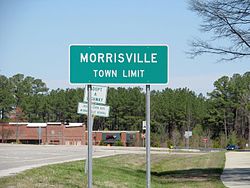 Morrisville town limit sign