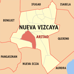 Map of Nueva Vizcaya with Aritao highlighted