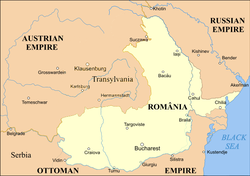 The United Principalities (Romania) 1859–1878, shown in light yellow