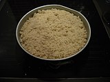Raw streusel dough in a mixing bowl