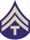 The T/5 insignia of a letter "T" below two chevrons.